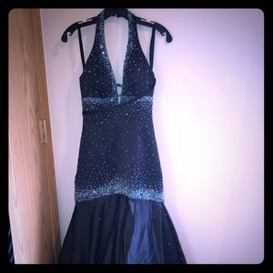 Black and blue prom dress